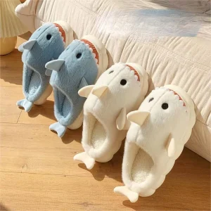 Cute Cartoon Shark Cotton Slippers Children’s Non-slip Soft Sole Slides Kids Girls Baby Boys Winter Warm Plush Home Shoes Kawaii