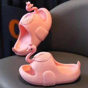 Cute Cartoon Swam Baby EVA Summer Indoor Outdoor Anti Slid Flat Slippers for Kids Beach Slippers
