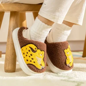 Cute Cartoon Unicorn Animals Plush for Kids Soft Warm Outdoor Slide Non Slip Cotton Padded Shoes Customizable Slippers