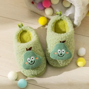 Cute Fruit Plush Slippers with TPR Anti Slip Sole Soft Indoor Home Slippers for Kids Women OEM ODM Supplier