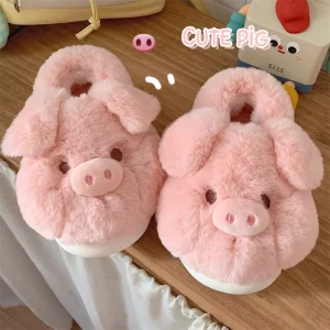 Cute Home Fuzzy Female Pig Slipper Indoor Slides Animal Slippers for Women