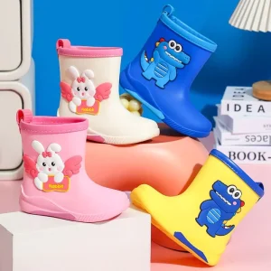 Cute Kids Rain Boots Waterproof Rubber Shoes for Boys and Girls Non Slip Toddler Water Shoes