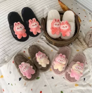 Cute Labubu Slippers for Kids Plush Slippers