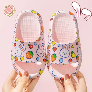 Cute Little Princess Girls’ Summer Slippers Fashionable Indoor Non Slip Baby Home Slippers with EVA Insole for Parents Kids