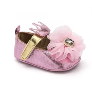 Cute PU Leather Crown Bowknot Princess Dress Party Toddler Baby Girl Shoes