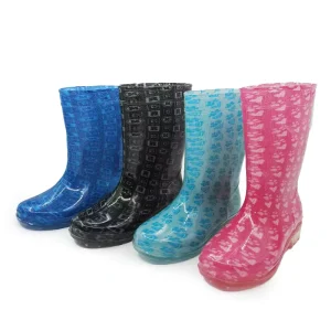 Cute PVC Outdoor Summer Rain Activities Gumboots Waterproof Rubber Wellington Boots for Kids and Women Size 26 42