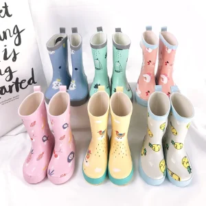Cute Pineapple Plum Boots in Tube Rubber Waterproof Children Rain Boots