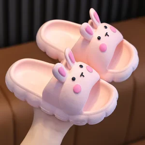 Cute Rabbit Cartoon Kids Slippers Open Toe Non Slip Soft Soles Summer Bathing Children’s Slippers