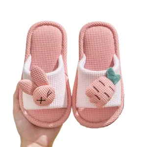 Cute Rabbit Linen Home Indoor Ladies Summer Slipper Shoes Winter Couple Casual Cartoon Cotton Nice Slippers for Kids