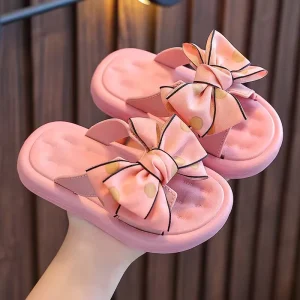 Cute Slippers Kid Shoe Flops Girl Slippers Bowknot Summer Soft Sole Princess Non Slip Kids Slippers House Shoes