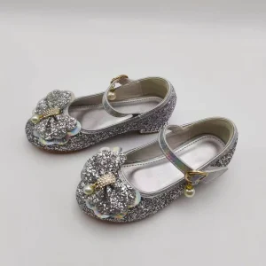 Cute Sparkly Polka Dot Formal Toddler Princess Shoes for Girls Non Slip Comfortable Breathable Party School Dance Hook and loop