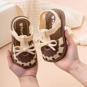 Cute Summer Princess Bow Girls Sandals Breathable Non Slip Kids Shoes Comfortable Soft Soles Beach Sandals for Children Toddler