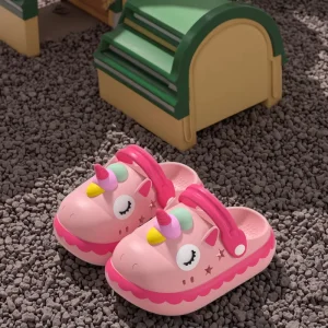 Cute Unicorn & Princess Cartoon Design Summer Clogs Non-Slip Indoor Platform Shoes for Girls and Babies Hole Style for Kids