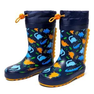 Cute Waterproof Children’s Rain Boots Low MOQ Toddler Dinosaur Cartoon Print Anti Slippery EVA Rubber Gumboots for Kids for Boys