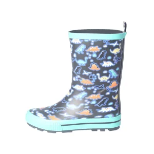 Cute Waterproof Children’s Rain Boots Toddler Dinosaur Cartoon Print Anti-Slippery Rubber Gumboots for Kids