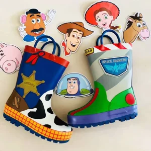 Cute Waterproof Rain Boots Children’s Non Slip Thick Bottom Wear-resisting Rubber Shoes Camping Rainy Season Handles Rain Boot