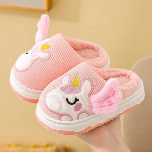 Cute Winter Soft Plush Slipper for Kids Unicorn Slippers Children Cartoon Animal Slippers Indoor Warm Cotton Shoes for Girls