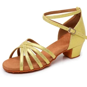 Dance Shoes Kid Custom logo Laminated Fabric Professional Practice Sandals Salsa Sasan Jazz Girls Latin Dance Shoes
