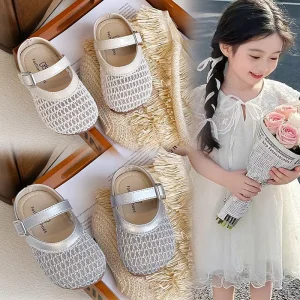 Delicate Hollow Craft Kids Girls Mary Jane Shoes Breathable Elegant Lovely Style for Daily Wear Party Occasions