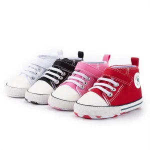 Design Canvas High Top Soft Sole Front Walker Baby Girls and Boys Canvas Shoes