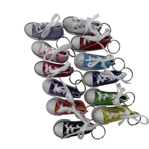 Design Canvas Shoes Keychain for Promotional Gifts Bulk 3D Mini Canvas Shoe Keyfob for Kids Adults Souvenir Keyring