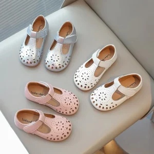 Design Kids’ Shoes for Daily Wear and Party Looks Comfortable Hook-Loop Strap Girls’ Dressy Flats Cute Toddler Shoes