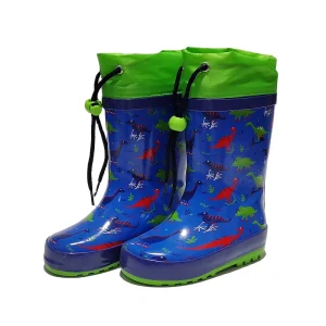 Dinsaur Printed Raindrop Gumboots Wellington Boots Colorway Collar Rain Boots for Children