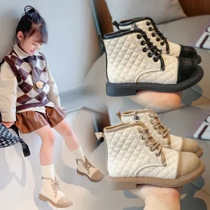 Direct Factory Price New Stylish British Style Children Girl Ankle Boots Fashion Trend Kids Martin Packet Boots