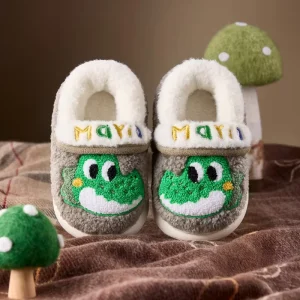 Disposable Children’s Cotton Flip Flops Slippers Breathable Warm Printed Anti Slip Indoor Hotel Use Animal Cartoons Design