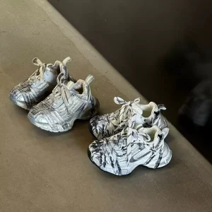 Distressed Dad Shoes Deconstructed Strap Retro Platform Sneakers