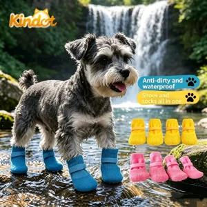 Dog Latex Non Slip Waterproof Breathable Anti Dirty Shoes Boots Soft Bottom Wear Resistant Dog Foot Cover Going Shoes