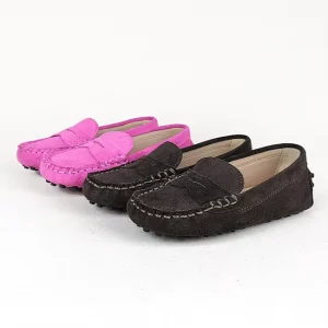 Dongguan Shoe Factory Designer Suede Leather Soft Bottom Kids Moccasins Gommino Loafer Shoes