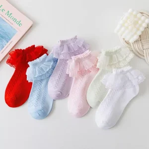 Double Lace Toddler Socks White Dancing Princess Design Thin Kids’ Latin Dance Socks for Spring Autumn Baby’s Perfect Choice