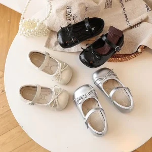 Dress Shoes for Girls New Style Autumn Bowknot Children’s Essential Comfortable Footwear Flat Dress Shoes