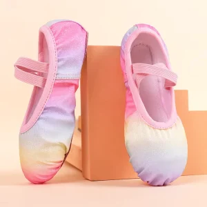 E5075 New Arrival Cute Kids Dance Colorful Shiny Sequins Girls Ballet Shoes Elastic Band Soft Ballet Dance Shoes