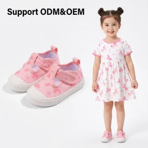 EDUBA Children’s Anti Slip Walking Shoes EVA Midsole Canvas Upper Cotton Lining TPR Outsole Slip On Boys Girls Four Seasons True