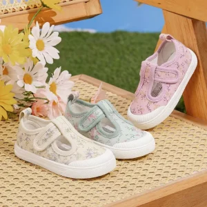 EDUBA Kids Anti Slip Canvas Walking Shoes in Pink Green for Boys and Girls
