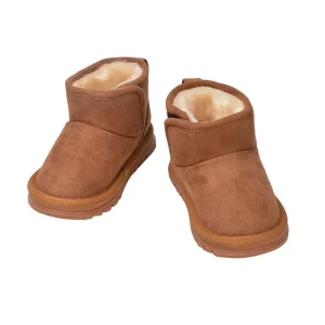 EDUBA Little Kids Trendy Cute Outdoor Anti slip TPR Sole Winter Warm Boots Children Slip on Plush Ankle Boots Footwear