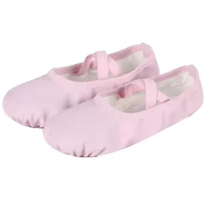 EU Pink Girls Elastic Ballet Shoes Cross Straps Elastic PU Leather Sports Dance Shoes Toddler Little Big Kid Women