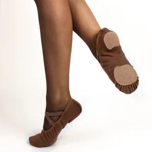 EU US in Stock Changzhou Tan Ballerina Slippers Flats Ballet Brown Stretch Fabric Ballet Shoes Dance for Women and Girls Kids