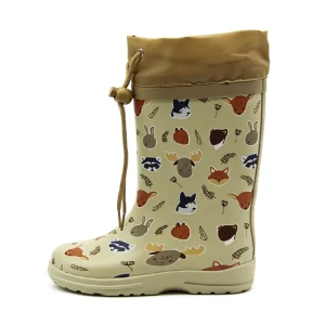 Eco Friendly Natural Rubber Kids Boots Waterproof Rain Footwear with Warm Lining Anti slip Sole Children Shoes