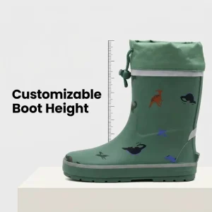 Eco Friendly Natural Rubber Kids Boots Waterproof Winter Rain Footwear with Warm Lining Anti slip Sole Children Shoes