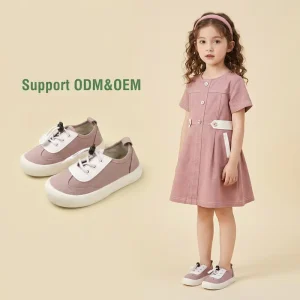 Eco friendly Canvas T Bar Kids Shoes Wide Toe Box Durable Rubber Soles EVA Midsole Non slip Breathable Lightweight