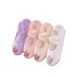 Elegant Embroidery Ballet Yoga Shoes Kids Children Girls Practice Custom Canvas Cotton Soft Ballet Dance Shoe