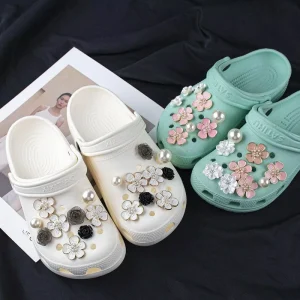 Elegant Floral Shoe Charms Set for Slip on Sandals DIY Decoration Accessories with Soft PVC Flowers for Kids and Adults