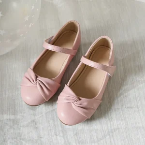 Elegant Kids Shoes With Bow Detail Soft Leather Comfortable for Girls Pink Dress Shoes