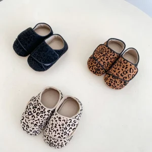 Engepapa Autumn Infant Non Slip Soft Shoes Leopard Printed Newborn Baby Shoes Casual Baby Girls Shoes