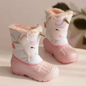 European Children’s Snow Boots Boys Girls Warm Cotton Shoes Velvet Waterproof Non Slip Rainy Winter Snow Boots Kids Shoes
