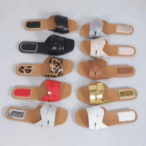 Export New Arrival African Best Selling Big Button One-line Beach Slippers Summer Casual Open Toe Thick Sole Slippers