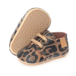 FS Leather Retro Baby Shoes for Boy Girl Non slip Rubber Infant First Walkers for Summer Winter Parties Toddler Anti slip Shoe